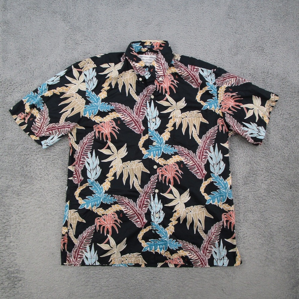 Dietrich Varez Collection by Reyn Spooner Mens Small Black Tropical Palm Shirt